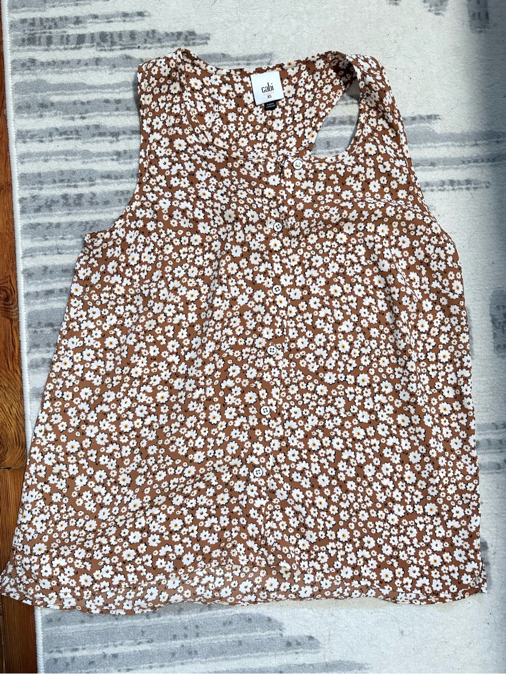 CAbi Floral Button-Front tank